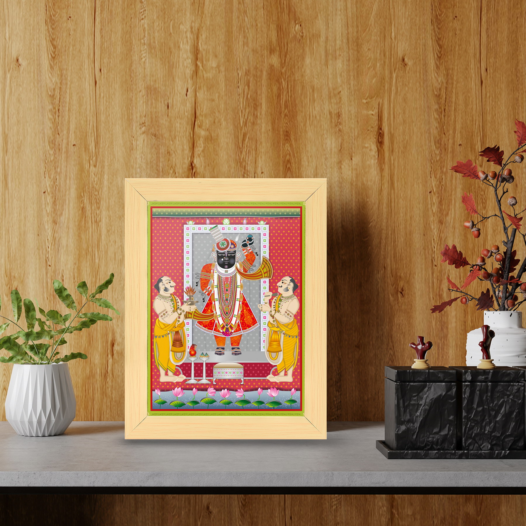 Lord Shrinathji | Pichwai Art | Aesthetic Mini frame For Desk and wall Hanging | Variant 1