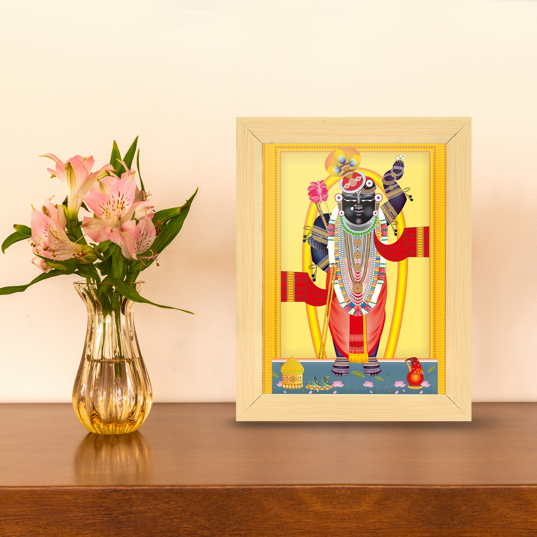 Lord Shrinathji | Pichwai Art | Aesthetic Mini frame For Desk and wall Hanging | Variant 2